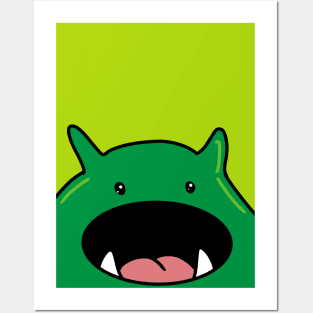 Cute Green Monster Posters and Art